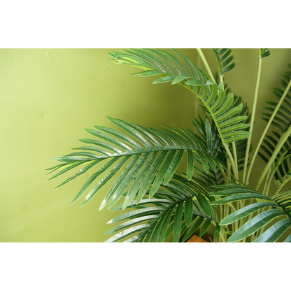 110cm Large Artificial Areca Palm Tree Potted in Black Pot by Leaf