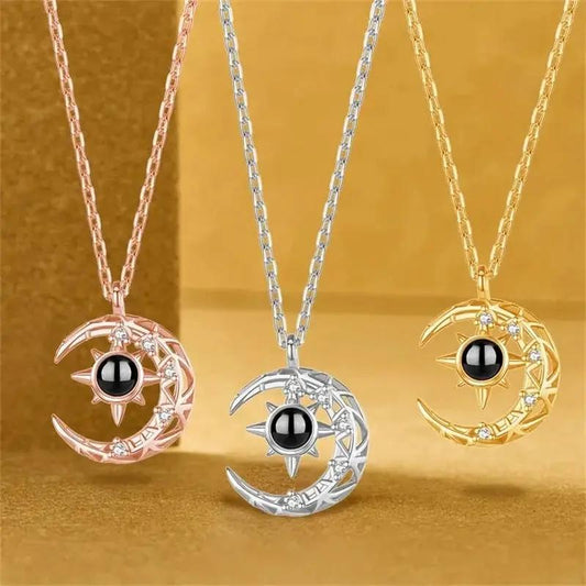 Projection Necklace Crescent Moon Pendant with Photo by All Mart Bristol Ltd