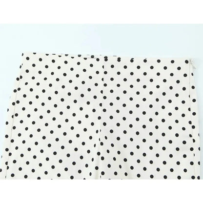 Elegant Chic Fitted Polka Dot 2 Piece Sets for Women Spring New Matching Sets Polka Dot Shirt Jacket with Tie Belt + Capri Pants by All Mart Bristol Ltd