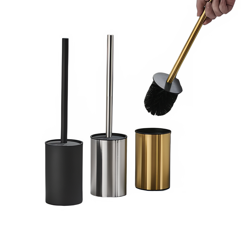 Stainless Steel Bathroom Toilet Brush Holder Accessories Black Toilet Brush Wall Mounted WC Cleaner Brush Cleaning Tools by All Mart Bristol Ltd