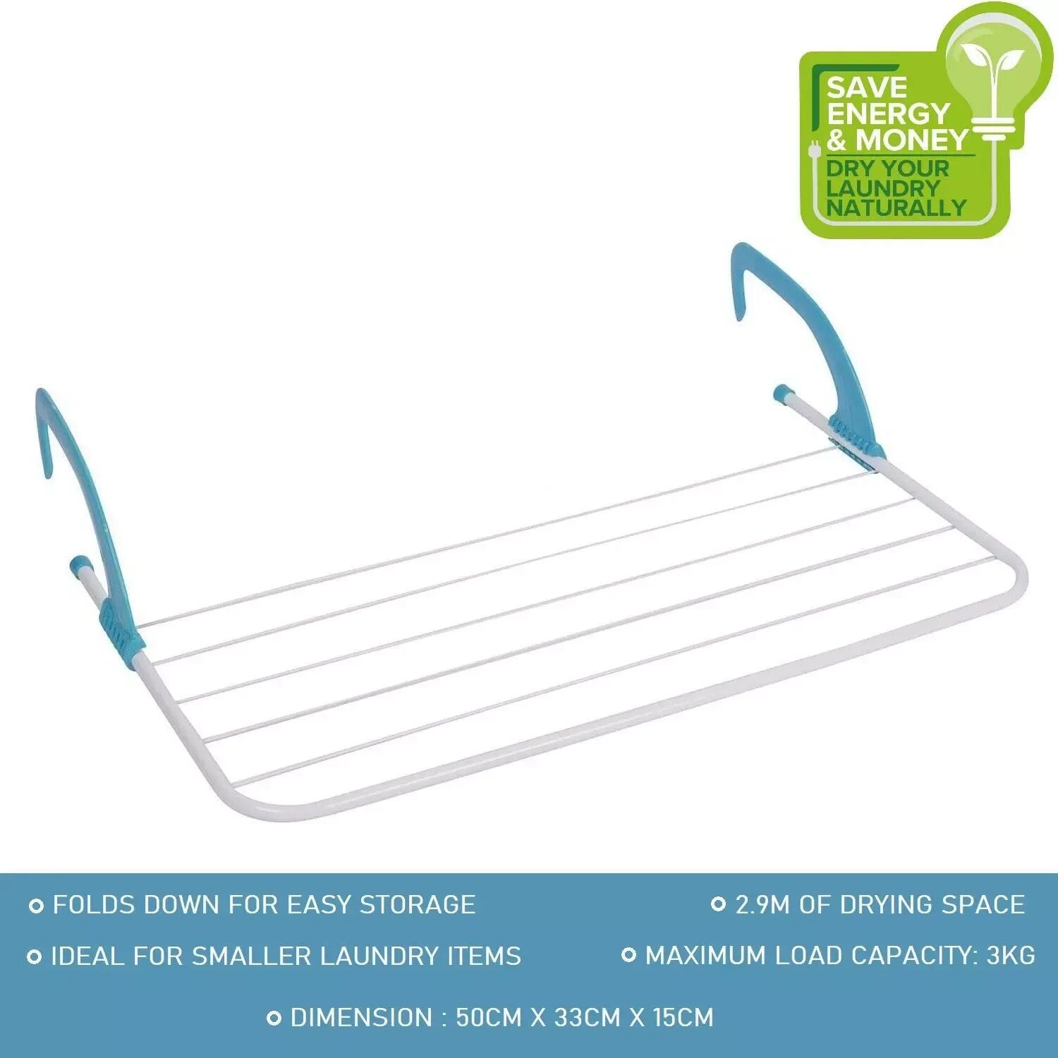 Radiator Clothes Airer Holder Folding Air Dryer Rail 5 Bar Laundry Rack Hanger by All Mart Bristol Ltd