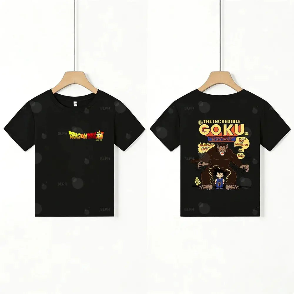 Kids T - Shirt Dragon Ball Goku & Great Ape Print, Cartoon Anime - Themed Casual Cotton Tee for Boys Girls, Cool Graphic Childre by All Mart Bristol Ltd