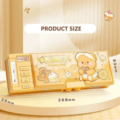 Cartoon Double Layer Pencil Case Large Capacity with Combination Lock Stationery Box Mechanical Pen Box Back to School Gift by All Mart Bristol Ltd