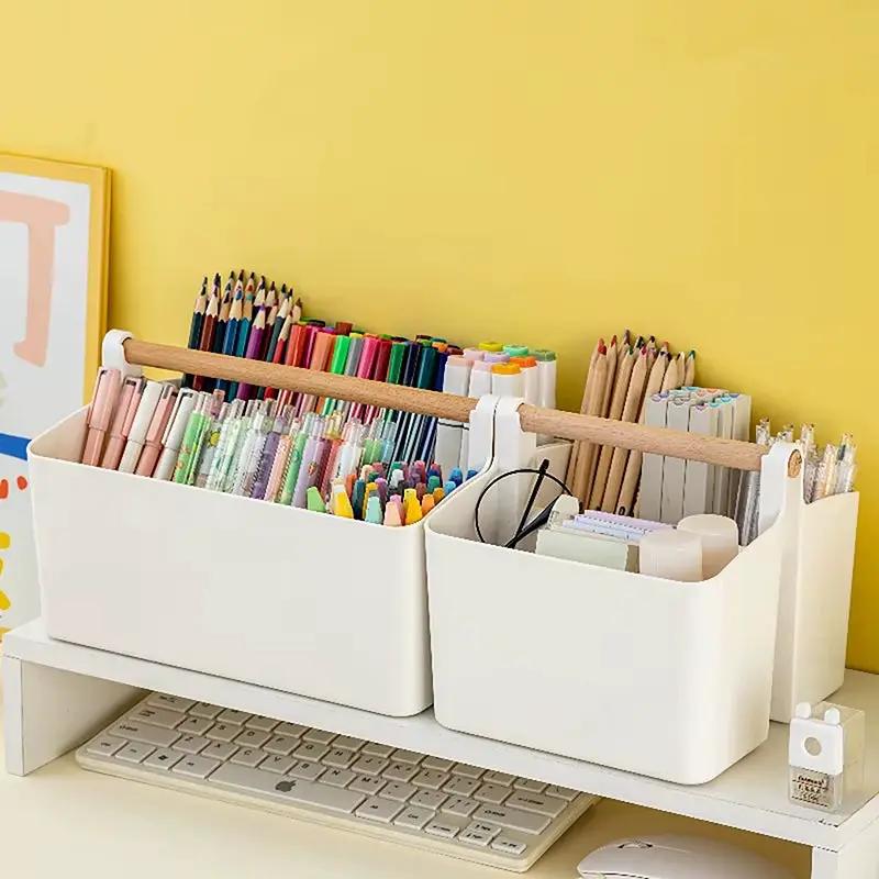 1Pc Multifunctional Storage Holder School Office Portable Pen Holder Storage Box Large Capacity Desktop Sundries Storage Basket by All Mart Bristol Ltd