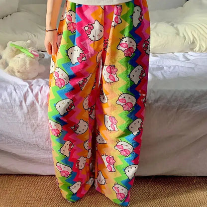 Pajama Pants Anime Kt Cat Rainbow Dopamine Trousers Skirt Cartoon Cute Loose Casual Trousers Cartoon Girl Gift Hello Kitty Loose by All Mart Bristol Ltd