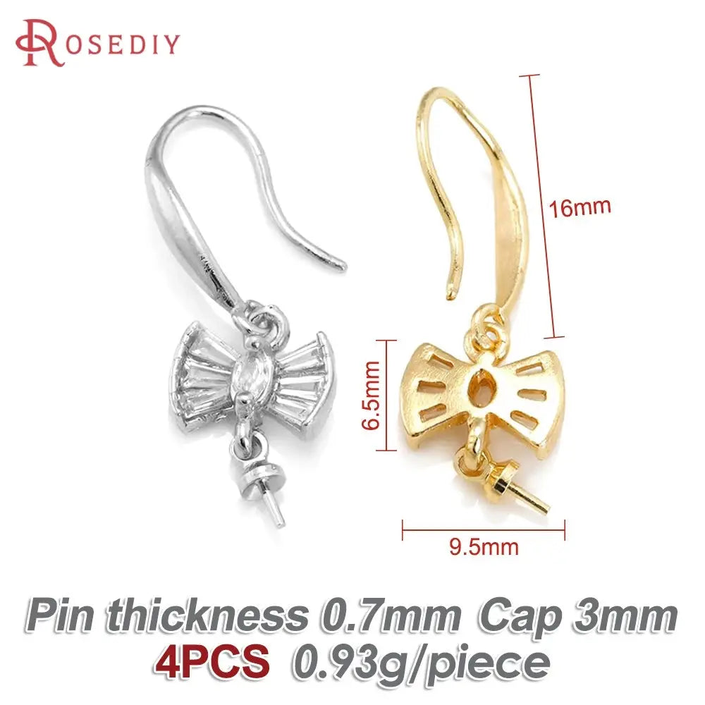 18K Gold Color Brass Can fit Half Hole Beads with Half Pins Earrings Hooks High Quality Jewelry Making Diy Findings Accessories by All Mart Bristol Ltd