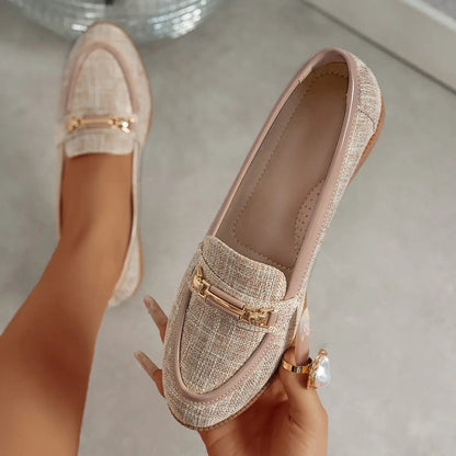 Stitched Solid-Colored Womens Flat Loafers by Dropshipman
