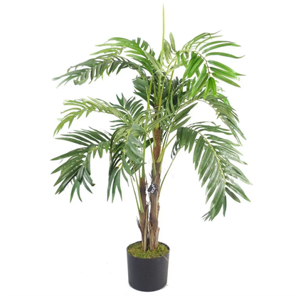 120cm Realistic Artificial palm tree with pot with Silver Metal Planter by Leaf