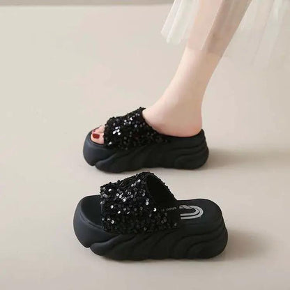 Women's Platform Slide Sandals Summer Outdoor 2026 New Simple Versatile Height Increasing Slip-on Sandals Vacation Casual Wedge Slides by Dropshipman