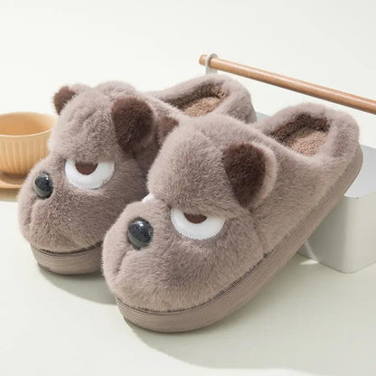 Warm And Cute Puppy Platform Non Slip Cotton Slippers by Dropshipman