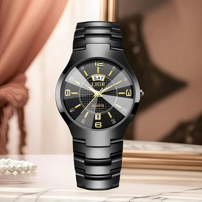 LIGE Fashion Elegant Women's Wristwatch Luxury Ceramics Strap Auto Date Week Waterproof Small Dial Quartz Watches for Woman Gift by All Mart Bristol Ltd