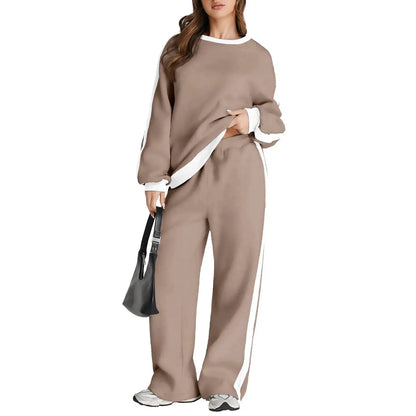 Cross-Border Spring and Autumn Casual Elegant Simple Color-Block Long Sleeve Fashion Loose Commuter Style Base Pullover Sweatshi by All Mart Bristol Ltd