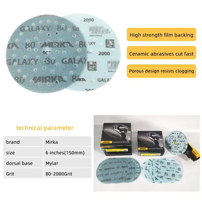 Mirka Galaxy Sandpaper GALAXY 6 Inch 150mm Sandpaper Round Flocking Porous Vacuum Car Polishing Beauty Sandpaper by All Mart Bristol Ltd