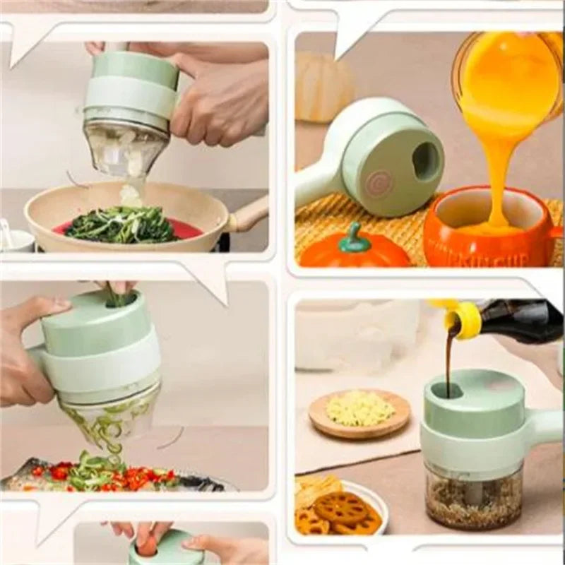 New Multi-Functional Vegetable Cutter Wireless Electric Garlic Beater Cut Onion Chili Processor Handheld Gatling Cooking Machine by All Mart Bristol Ltd