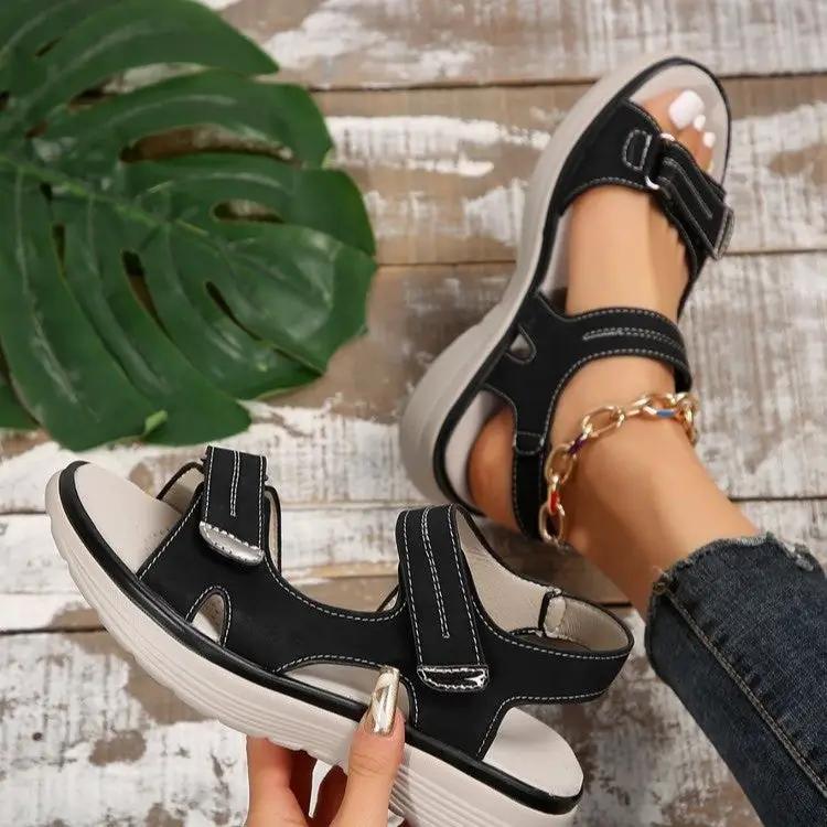 Casual Velcro-design Sandals Summer Comfortable Fish Mouth Sports Sandals Women Lightweight Beach Shoes by Dropshipman