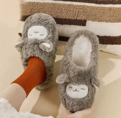 Warmth-Keeping Cotton Slippers For Couples Mens Non-Slip Fuzzy Indoor Postpartum Shoes by Dropshipman