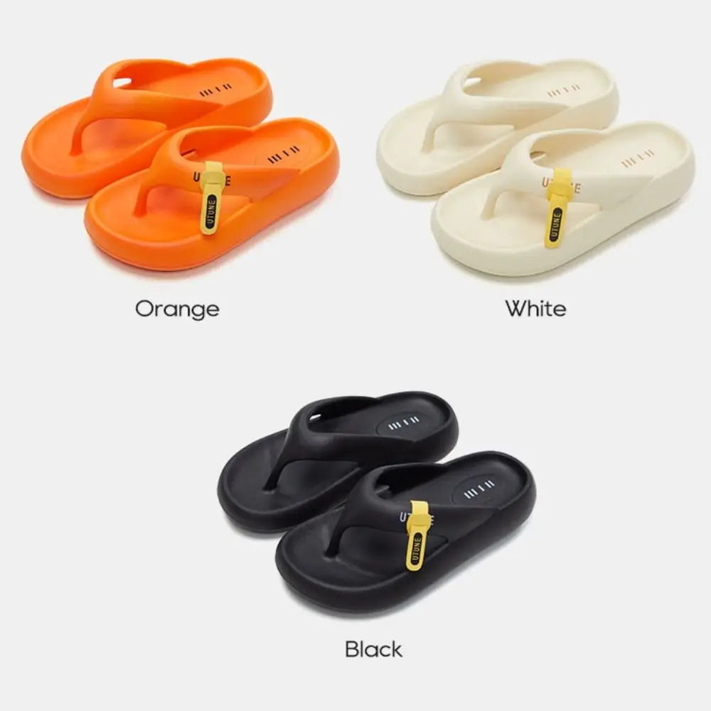 Comfortable Letter Platform Flip Flops EVA Thick Soled Slides Sandals Toe Spring Non-Slip Beach Slippers Bathroom by All Mart Bristol Ltd