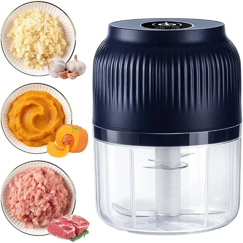 Electric Food Shredder, Mini Meat Grinder, Garlic Puree Maker, USB Charging, Portable Kitchen Gadget for Minced Meat, Vegetable, Onion, Ginger, Chili, Rechargeable Lithium Battery Raccoon Cheese Grater Lychee Peelers