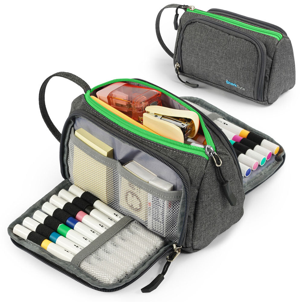 Large Capacity Pencil Case 3 Compartment Stationery Pouches Makeup Bag Storage by All Mart Bristol Ltd