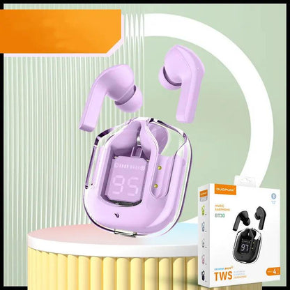 New Mini Transparent Wireless Bluetooth Headset Digital Display ENC Noise Reduction True Wireless Sports Music by Dropshipman