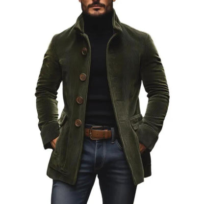 Men's Jacket Winter Stand Collar Button-up Coat Casual Blazer Outerwear Clothing by Dropshipman