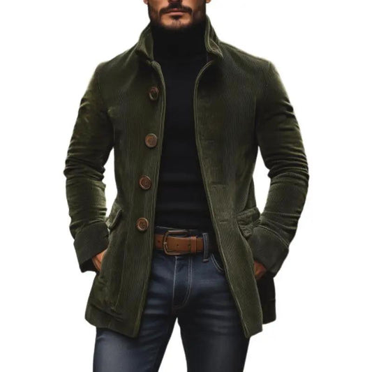 Men's Jacket Winter Stand Collar Button-up Coat Casual Blazer Outerwear Clothing by Dropshipman