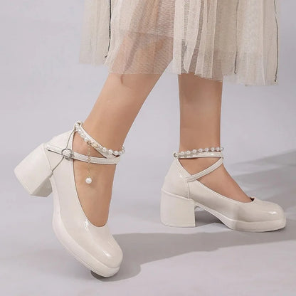 New Women Pumps Shoes Fashion Cross Strap Ladies Shallow Dress Mary Jane Shoes Female Elegant High Heel Footwear Platform Heels by All Mart Bristol Ltd