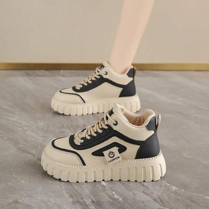 Breathable High-top White Shoes For Women Versatile Chunky-soled Athletic-casual Style by Dropshipman