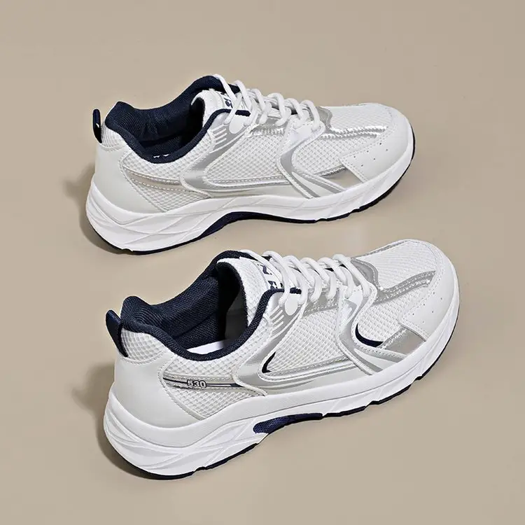Women's Retro Color Block Chunky Sneakers, Breathable Mesh Casual Shoes by Dropshipman