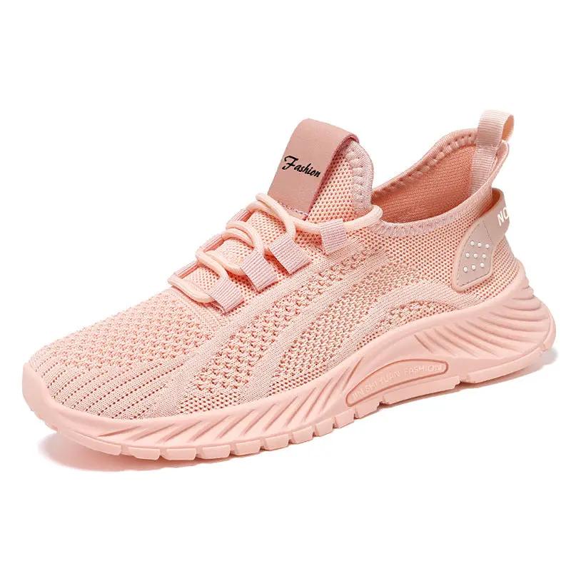 Fashion Casual Sports Shoes Women Lace Up Flat Shoes Lightweight Breathable Running Mesh Sneakers by Dropshipman