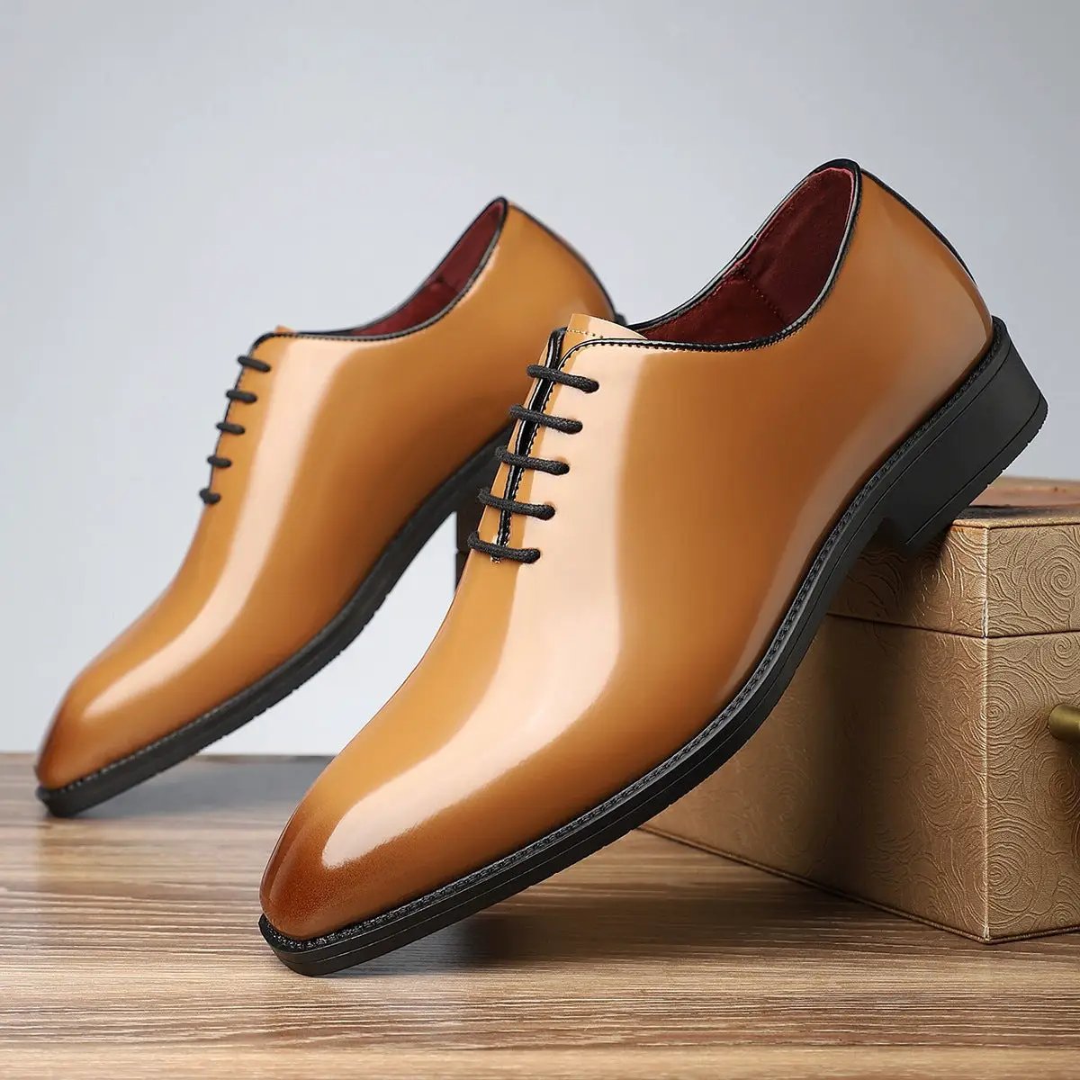 British Style Fashion Business Glossy Pointed Toe Comfortable All-matching Men's Shoes by Dropshipman