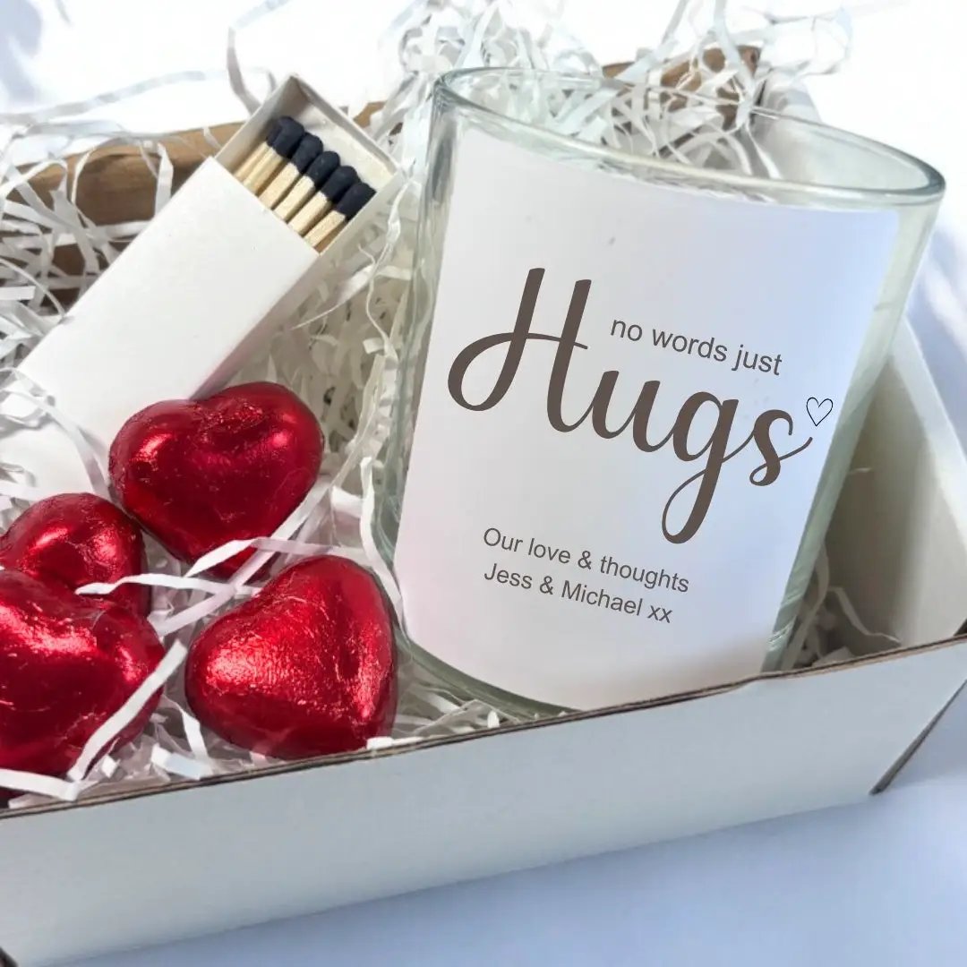 Personalised No Words Just Hugs Candle Gift Set | Friend, Family by Aye Do Gifts