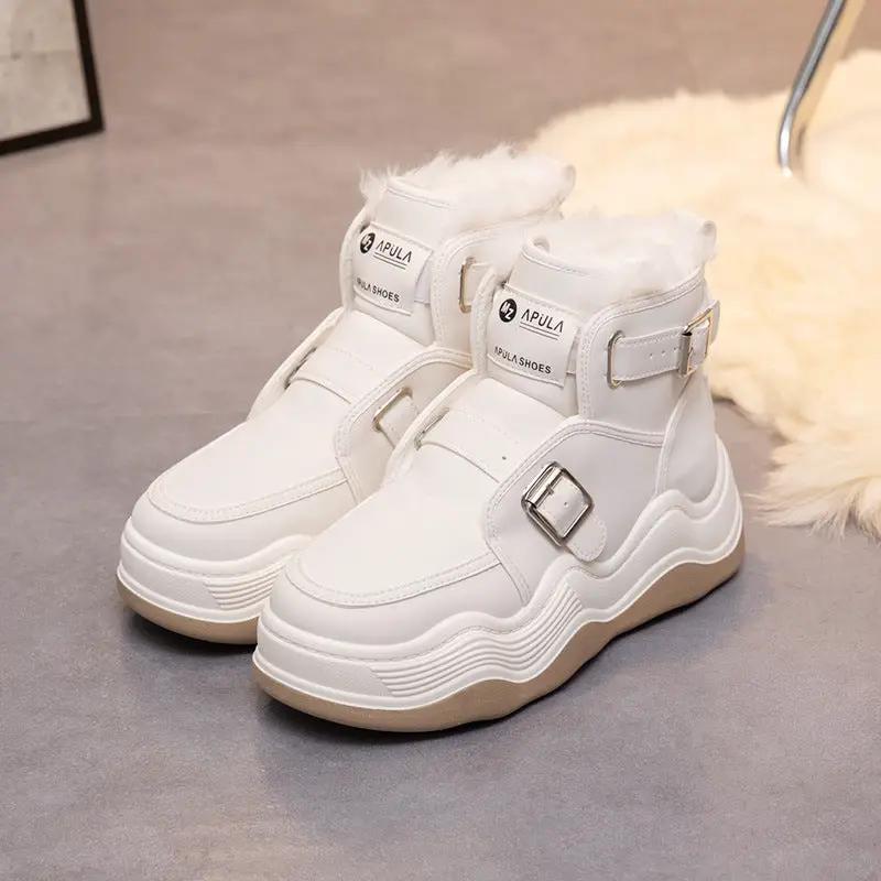 Woolen Cotton Thick Bottom Elevator Shoes Student Sports High Top by Dropshipman