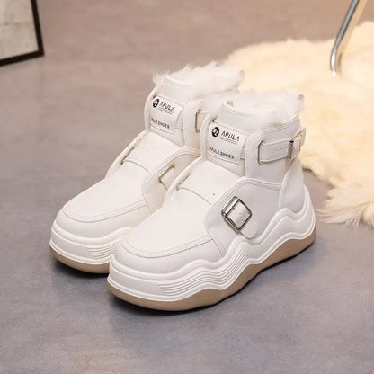 Woolen Cotton Thick Bottom Elevator Shoes Student Sports High Top by Dropshipman