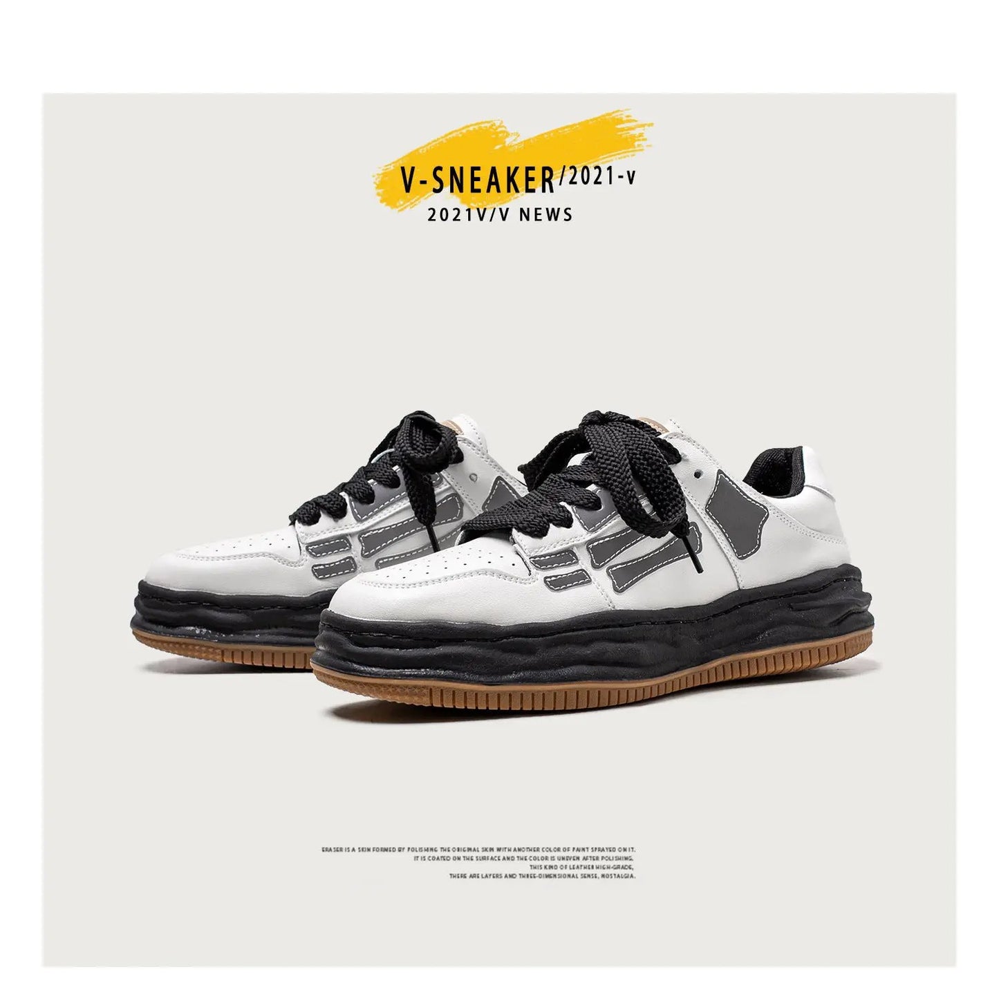 Reflective Bone Retro Platform Sneakers Men by Dropshipman