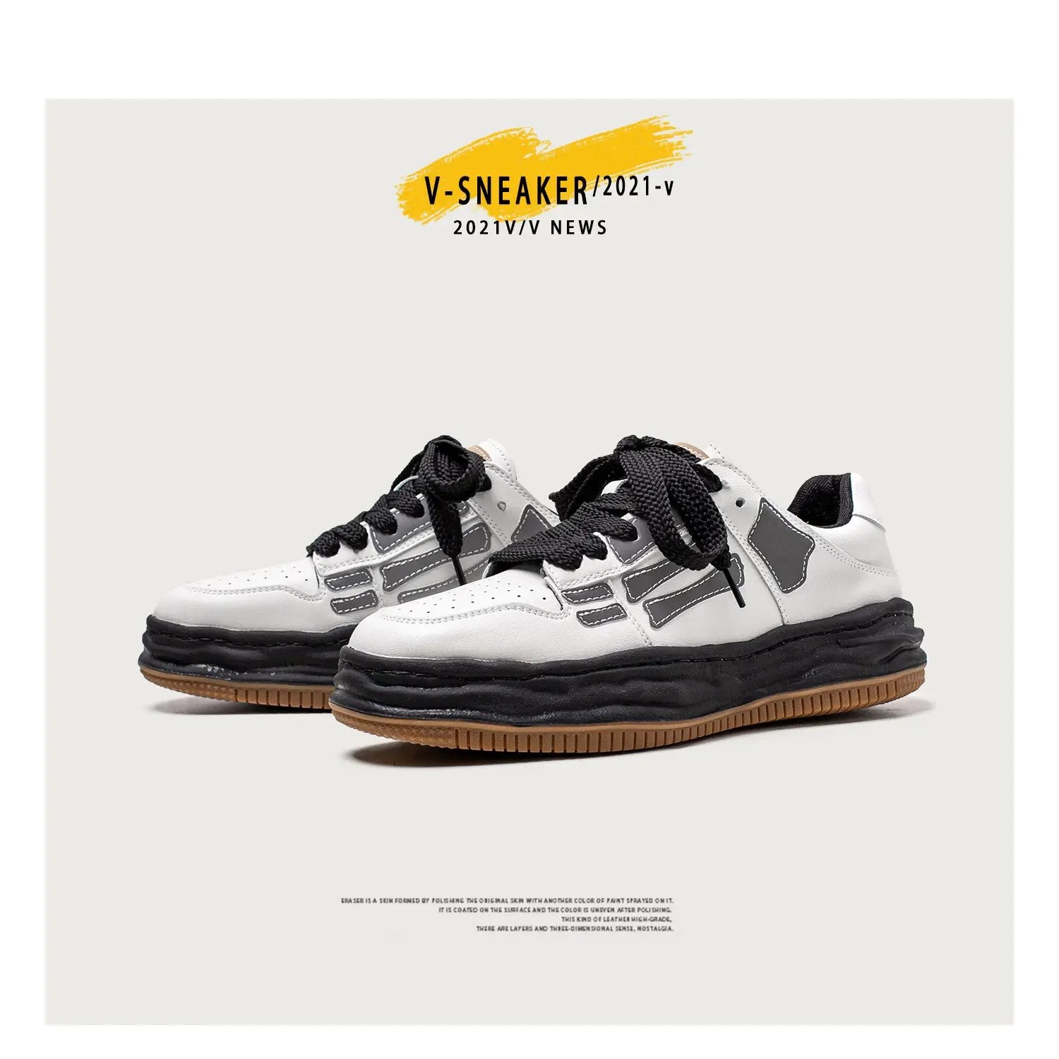 Reflective Bone Retro Platform Sneakers Men by Dropshipman