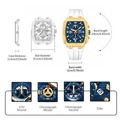 CURREN Luxury Vintage Watch for Men Sports Chronograph Quartz Wristwatches with Silicone Strap,Date,Luminous by All Mart Bristol Ltd