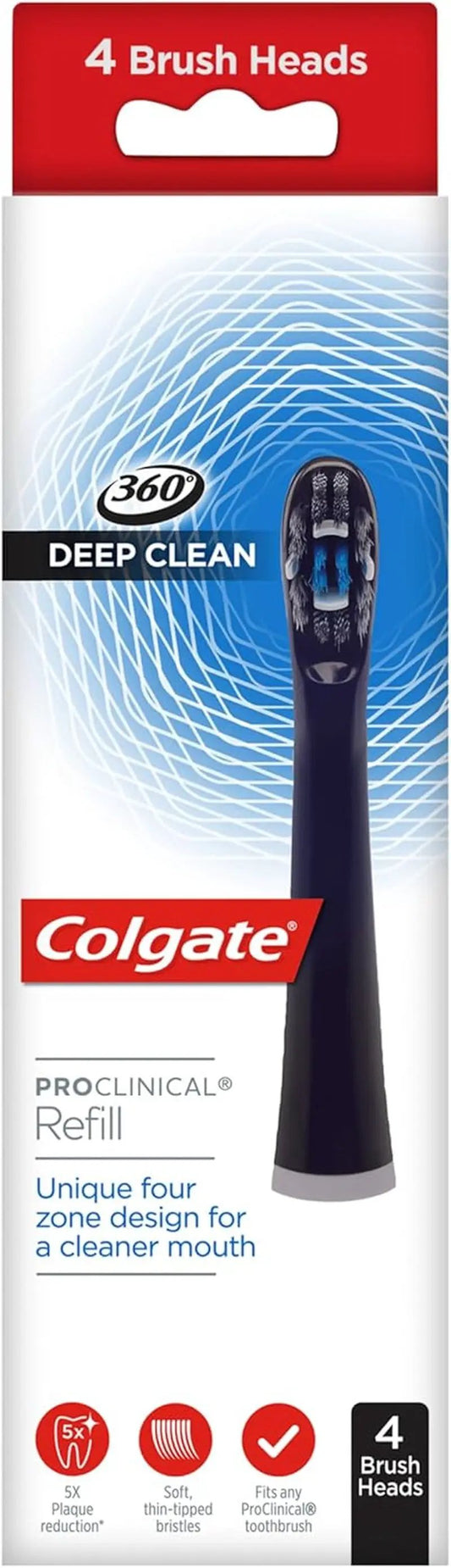 360 Deep Clean Proclinical Soft Bristle Toothbrush Heads - 4 Pack for Superior Plaque Removal by All Mart Bristol Ltd