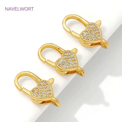 18K Gold Plated Inlaid Zircon Heart Lobster Clasps,Connectors For Jewelry,Clasp For Bracelet,DIY Jewelry Making Accessories by All Mart Bristol Ltd