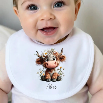 Personalised Daisy Highland Cow Baby Outfit – New Baby Gift for Baby by Aye Do Gifts
