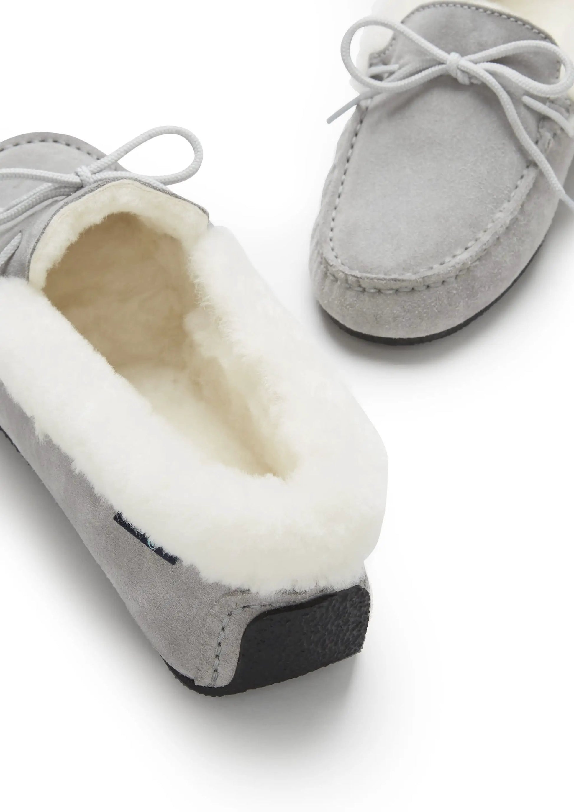 Women's slippers, sheepskin, dove grey suede by Hugs & Co.