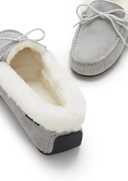 Women's slippers, sheepskin, dove grey suede by Hugs & Co.