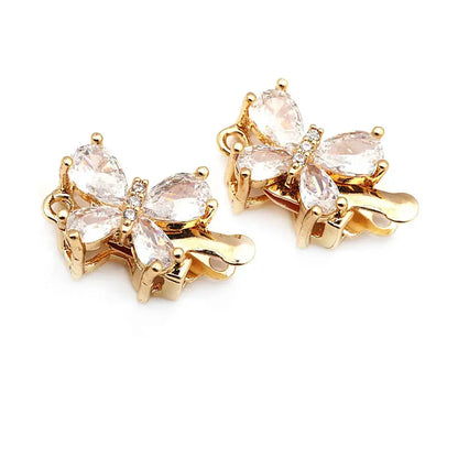 4 Sets 18K Gold Color Brass and Zircon Butterfly 1 Line and 2 Line Necklaces Connect Clasps Diy Jewelry Making Accessories by All Mart Bristol Ltd