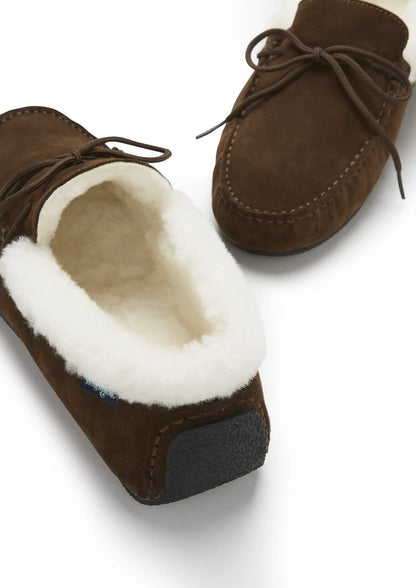 Slippers, sheepskin, brown suede by Hugs & Co.
