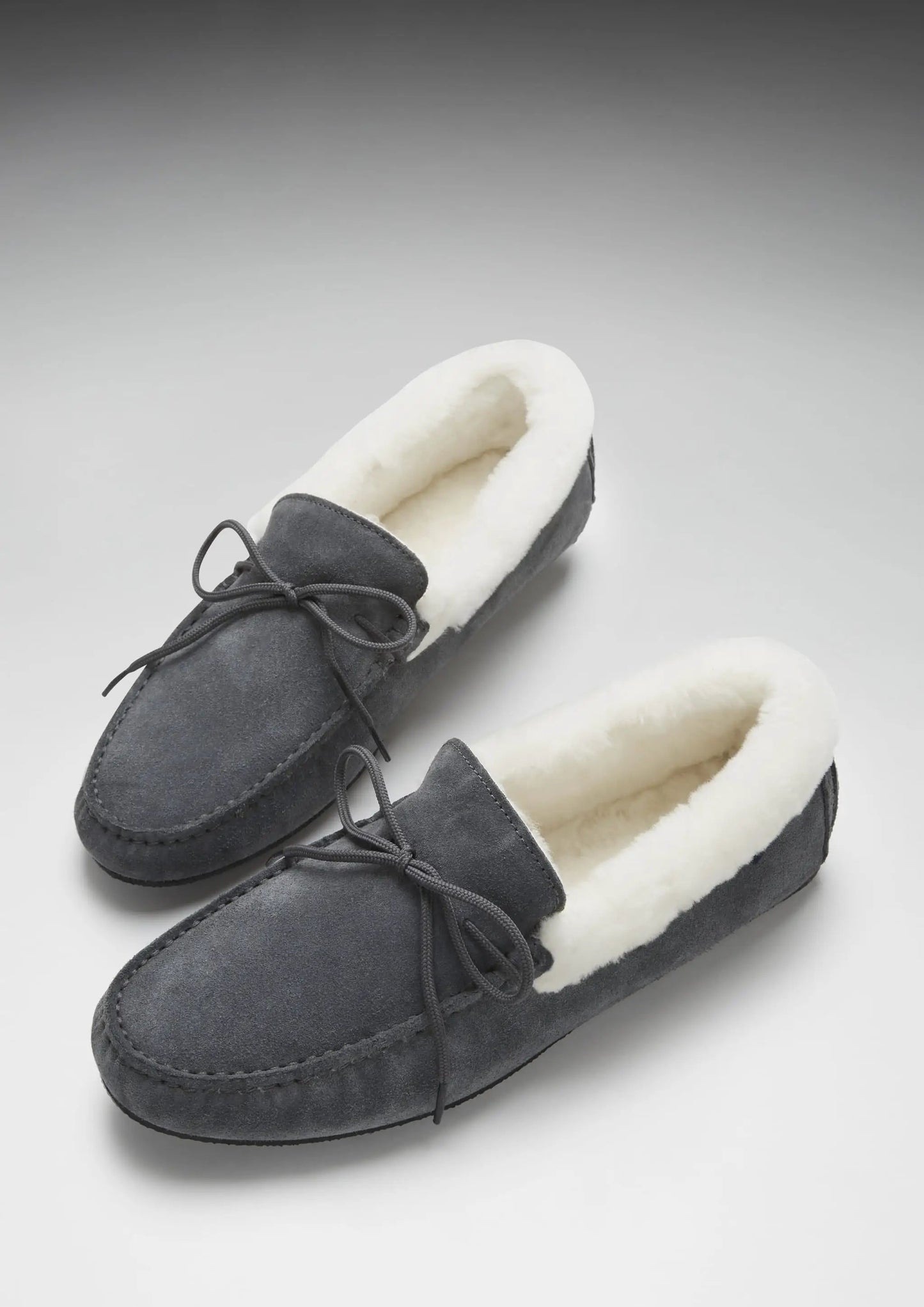 Slippers, sheepskin, slate grey suede by Hugs & Co.