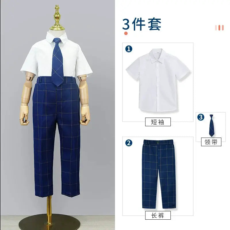 Kids British Plaid Vest Shirt Suit Pants Girls Waistcoat Blouse Skirts Children School Uniform Boys Korean Students Clothes Set by All Mart Bristol Ltd