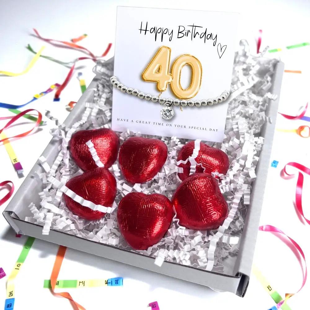 40th Birthday Cubic Zirconia Silver Bracelet & Gold Balloon Hamper by Aye Do Gifts
