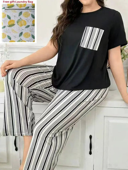 Women's Summer New Arrival Short Sleeve Sweatpants Thinner Simple Heart Casual Home Wear for Outdoor Wear Pajama by All Mart Bristol Ltd