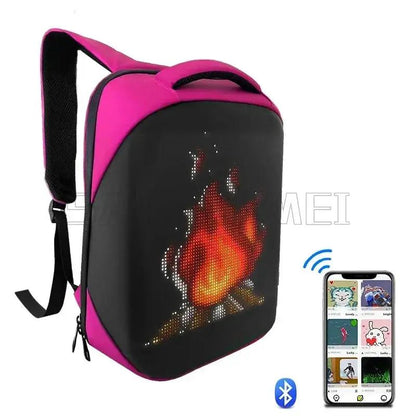 Motorcycle Bags Smart Led Pixel APP Display Screen Intelligent Advertising Business Bag Waterproof Moto Riding Creative Backpack by All Mart Bristol Ltd