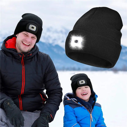LED Beanie Hats Rechargeable Unisex High Powered Head Lamp Torch Light Cap by All Mart Bristol Ltd